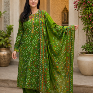 Pure Jam Cotton Bandhani Print Unstitched Suit