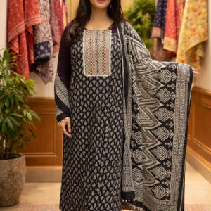 Pure Cotton Black Color Unstitched Suit