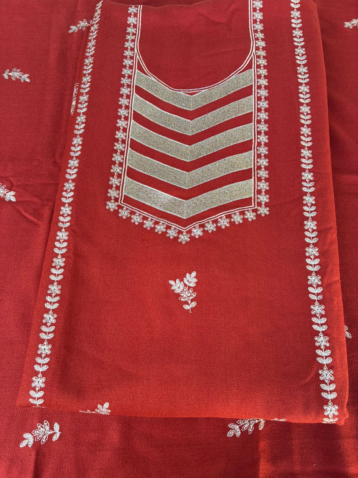 Premium Kullu Suit with Zari Work Rust color - Image 2