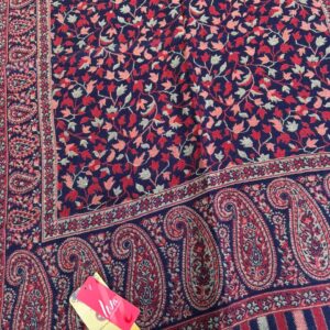 Fine Wool Kaani Jaal, Kashmiri Soft & Warm Stole (Blue)