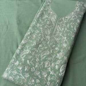 Pure Cotswool Kashmiri Full ZAAL Work Suit -Light Green Color