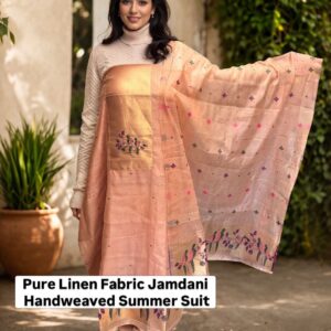 Pure Linen Fabric Hand Weaved Jamdani Unstitched Suit