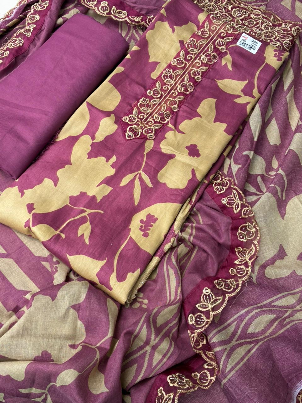 Pure Muslin Fabric Unstitched Suit - Image 2