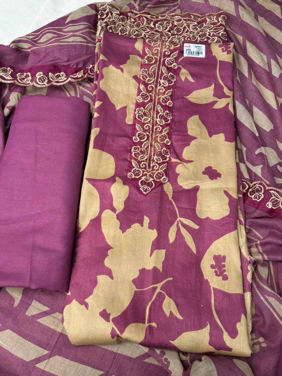 Pure Muslin Fabric Unstitched Suit - Image 4