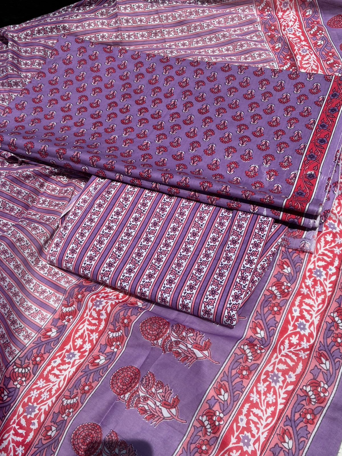 Pure Cotton Light PurpleColor Unstitched Suit