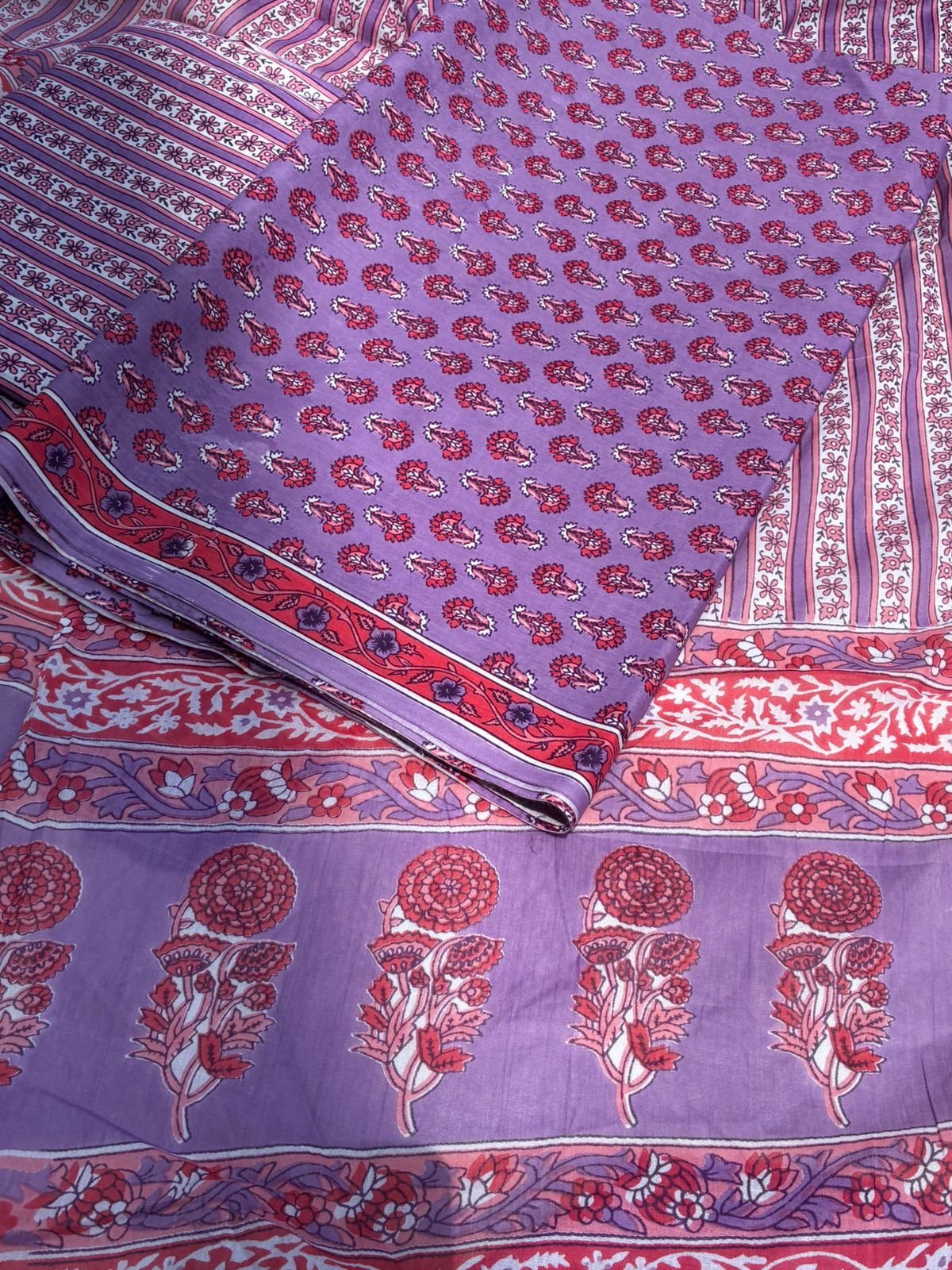 Pure Cotton Light PurpleColor Unstitched Suit - Image 5