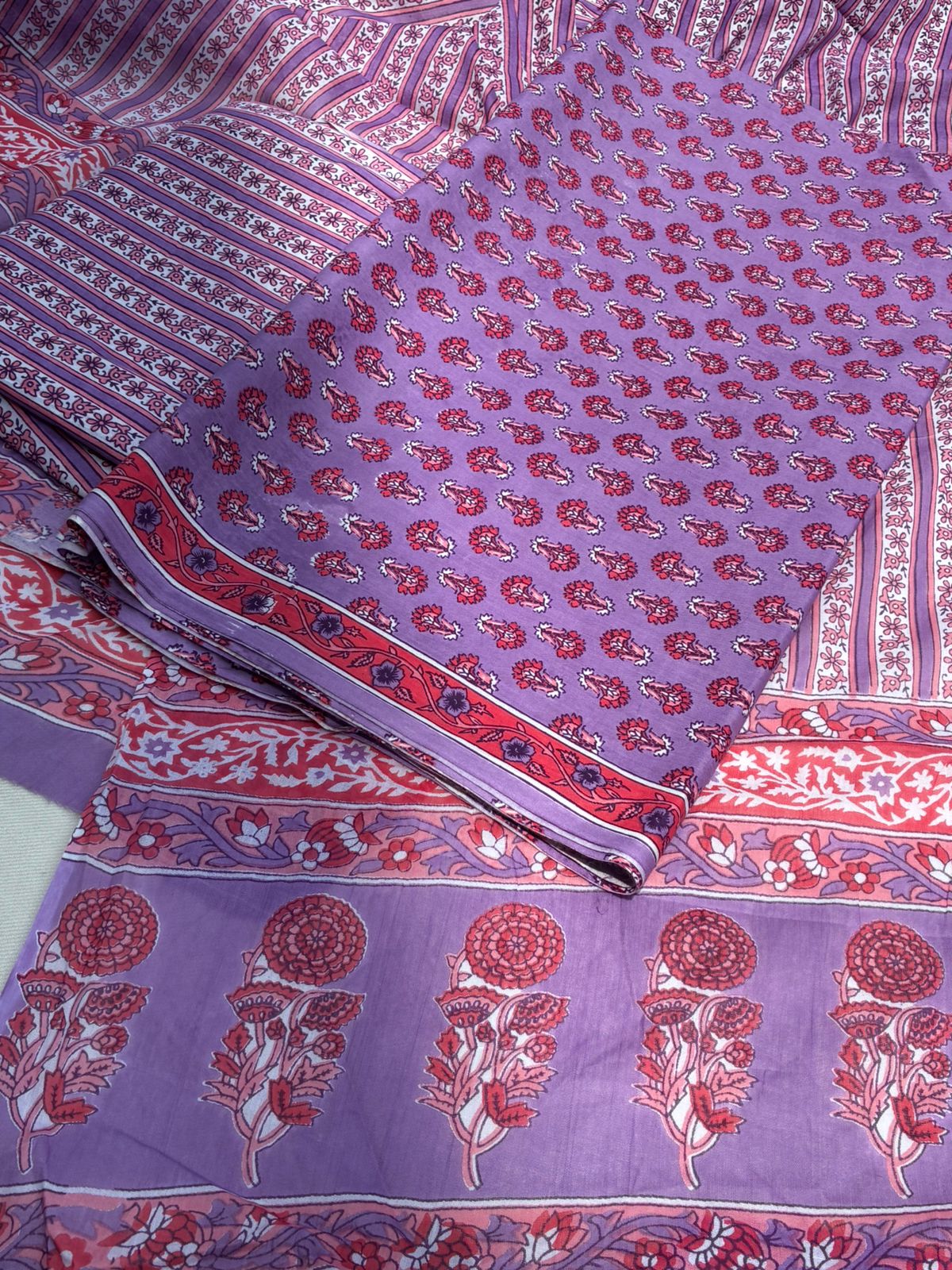 Pure Cotton Light PurpleColor Unstitched Suit - Image 2
