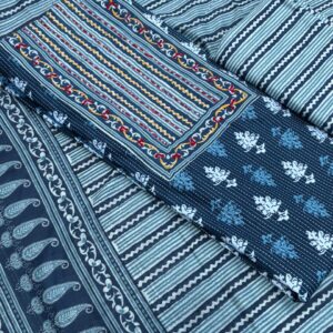 Pure Cotton Indigo BlueColor Unstitched Suit